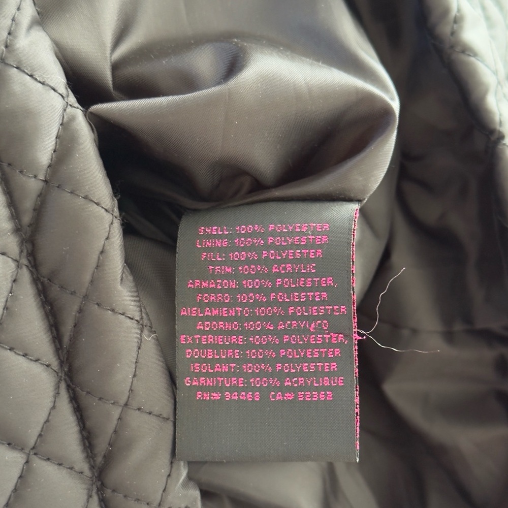 Betsey Johnson Black Quilted Hooded Jacket Zip Ruffle Front Knit Zip Pockets - Picture 10 of 13